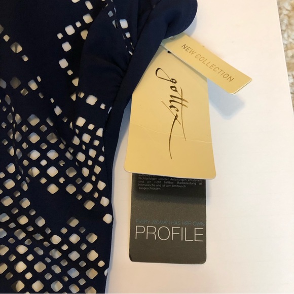 NEW PROFILE BY GOTTEX Navy Mashrabiya One-piece Swimsuit 12 - Picture 8 of 14